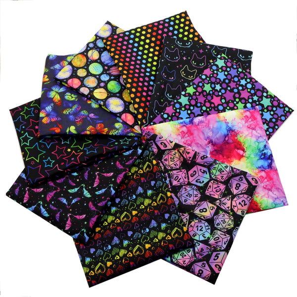 1pc 19.68x17.7inch Star Moon Starfish Glossy Black Series Pattern Quilting Fabric Polyester Cotton Craft DIY Handmade Doll Clothes Fabric Precut For Patchwork DIY Handmade Craft