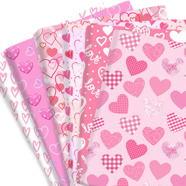 1pc Heart Valentine's Day Series Love Pattern Quilting Fabric-17.7x19.68inch(45x50cm) Polyester Cotton Craft Fabrics DIY Handmade Projects Doll Clothes Fabric Precut For Patchwork Craft(108gsm)