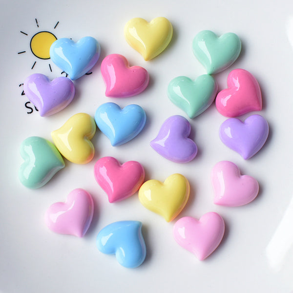 5Pcs Festive Series Acrylic Charms,Heart Love Shaped,Mixed Colors,3D Flatback Resin Cabochons for DIY Jewelry, Earrings, Bracelets, Keychains, Festive Decor, Homemade Gifts, Phone Cases, Water Bottles, Hair Accessories