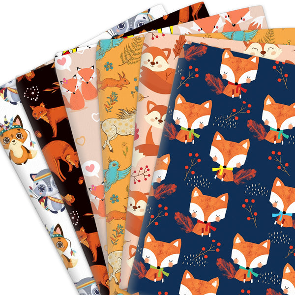 1pc 19.68x17.7inch Animal Fox Series Pattern Quilting Fabric Cotton Craft DIY Handmade Doll Clothes Fabric Precut For Patchwork DIY Handmade Craft