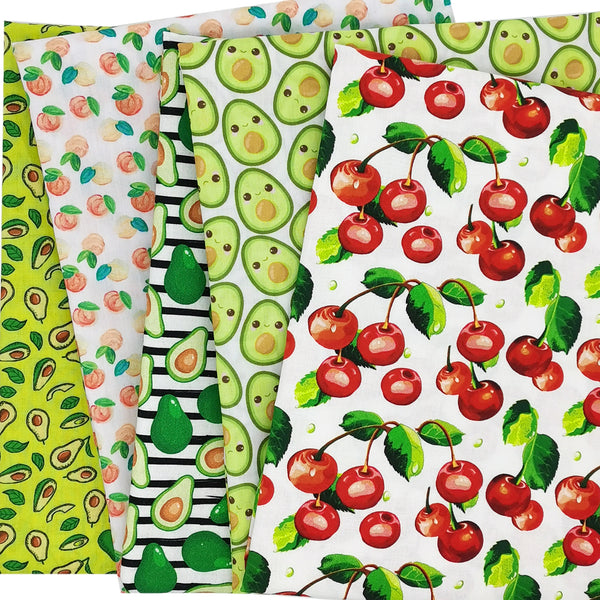 1pc 19.68x17.7inch Fruit Series Avocado Cherry Pattern Quilting Fabric Polyester Cotton Craft DIY Handmade Doll Clothes Fabric Precut For Patchwork DIY Handmade Craft