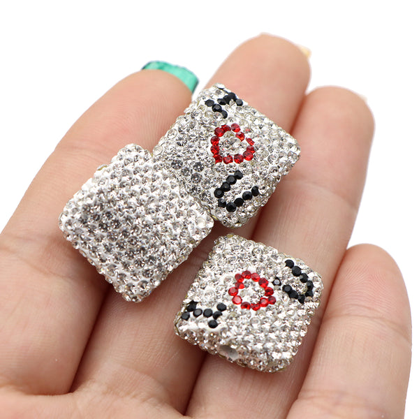 1pc/pack Imitation Rhinestones heart Clay Beads Horizontal hole Soft Clay Love Heart Beads -  LOVE- Sparkling  Bead  for DIY Crafting, Jewelry Making, Phone Charms and Keychain Accessories