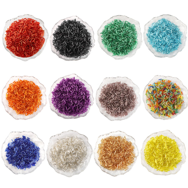 20g/0.7oz Vibrant Colorful Miyuki Seed Beads Cylindrical Shaped Solid Color Loose Spacer Glass Beads with Hole for Jewelry Making DIY Bracelet Necklace Chain Earrings Charm Bangle Decors Craft Accessories