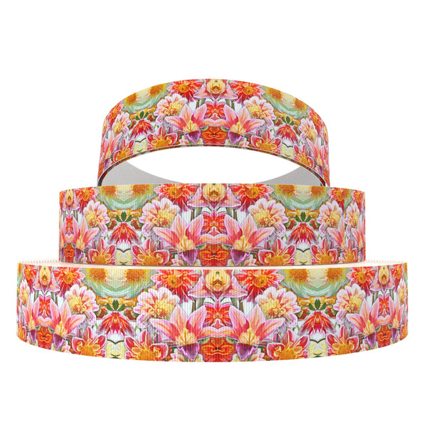 1 Roll,1Inch/25mm X 5 Yards/roll stripe Flower butterfly grosgrain Ribbon For Wreaths Gift Wrapping Party Decoration DIY Hair Bows Crafts Headwear Hair Accessories Garment Decor