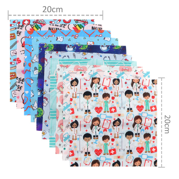 10pcs/set 7.87x7.87inch Nurses Health Series Pattern Polyester Cotton Fabric Patchwork Clothes For DIY Sewing Quilting Material Precut Quilting Fabric Squares Sheets For DIY Patchwork Sewing Quilting Crafting, No Repeat Design