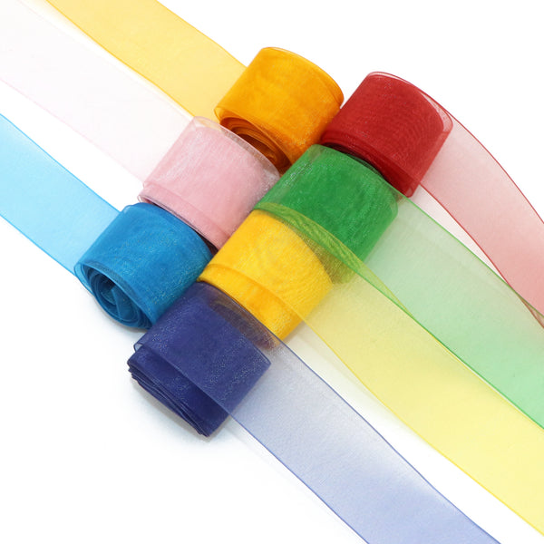 1 Roll,1Inch/25mm X 5 Yards/roll Solid Color Organza Ribbon For Holiday Christmas Wedding Party Home Decoration DIY Gift Packaging Hair Accessories Craft Supplies DIY Chiffon Ribbons