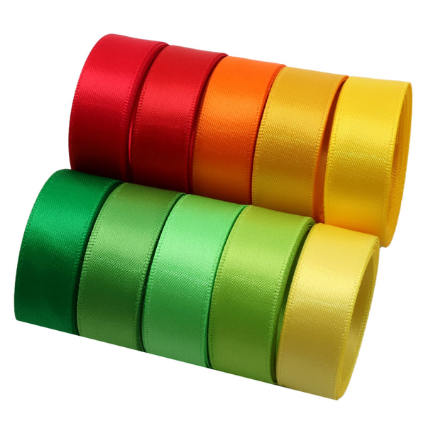 20yards/set 16mm Christmas Halloween Polyester Satin Ribbon Fabric Ribbon Silk Embellish Ribbon Rolls For Crafting HairBows Sewing Parties Weddings Decor Gift Wrapping (10color/set, 2yard/color)