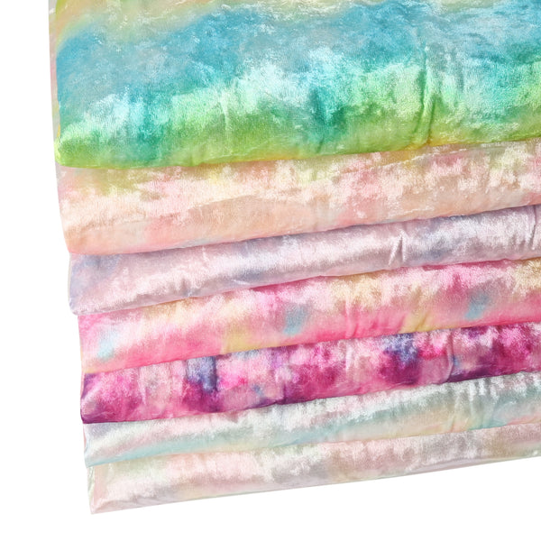 7pcs/set Tie Dye Wrinkles Texture Milled Velvet Fabric-7.7x12.9inch(20x33cm) Craft Fabrics DIY Handmade Projects Doll Clothes Fabric