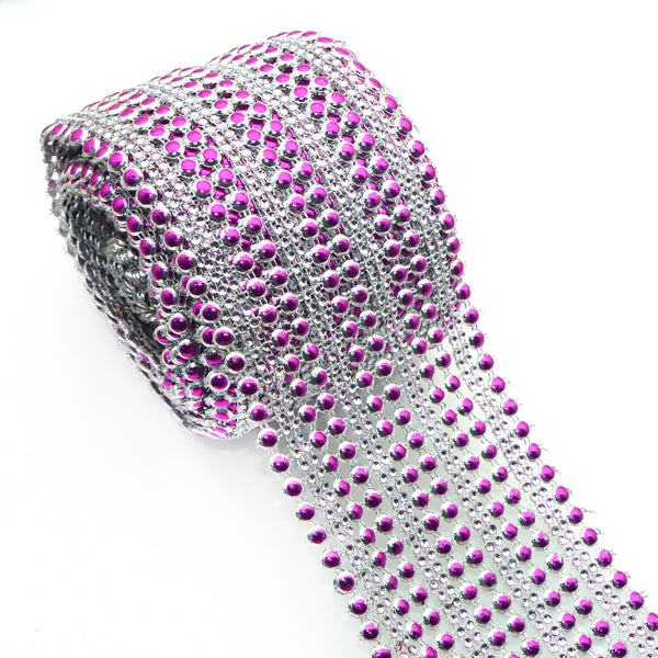 1 Yard/Roll 115mm/4.53inch Wide Dots Pattern Faux Rhinestone Crystal Mesh Ribbon Roll For Wedding Party Sparkling Event Decoration