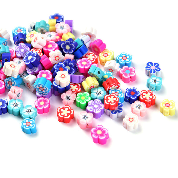 50pcs 10mm Mixed Color Plum Blossom Flower Shaped Polymer Clay Beads For Jewelry Making DIY Bracelet Necklace Hair Clip Accessories