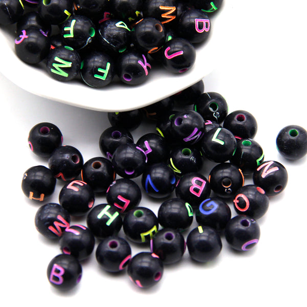 20g/pack about 75 pieces Acrylic Letter Beads Black letter beads with holes, letters are random for DIY Bracelets and Necklaces - Perfect for Small Business Jewelry Making and Craft Supplies