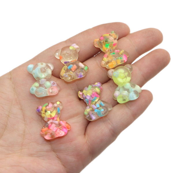 5pcsJelly Bear Resin Flatback Cabochon Charms, Mix Color DIY-Friendly Embellishments for Wedding, Home, Scrapbook Crafts, and Jewelry Accessories - Perfect for Creative Projects and Supplies