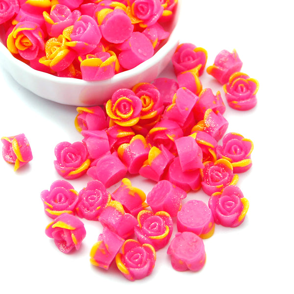 10Pcs 11mm/0.43in Virbant Colors Rose Shaped Flatback Resin Cabochons for DIY Scrapbooking Projects Jewelry Making Crafts Cardmaking Phone Case Decorations Ornaments Charms