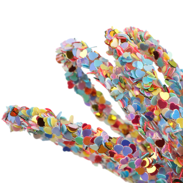 1 Meter Colorful Sequin Heart Love Star PVC Tube - Vibrant Rhinestones Cord Rope for Valentine's Day Wedding Decorations, Clothing, Shoes, Accessories, DIY Jewelry Making, and Crafting Supplies