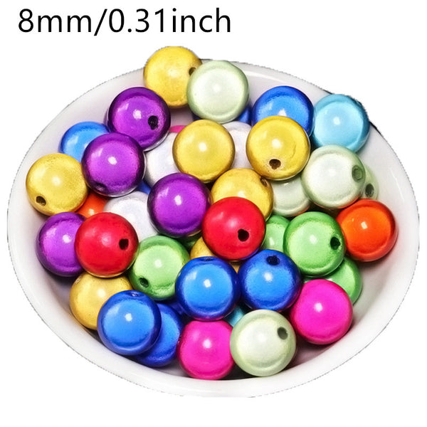 50pcs/pack Reflective Laser Dream Acrylic Bead Mixed Colors Bump Texture Shaped Acrylic Beads Loose Spacer Beads with Hole for Jewelry Making DIY Bracelet Necklace Chain Earrings Charm Bangle Decors Craft Supplies