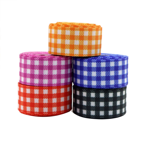 1 Roll, 1Inch/25mm X 5 Yards/roll Plaid Print Grosgrain Ribbon For Gift Wrapping Ribbon Holiday DIY Craft Ribbons For Home Party Puppy Decor