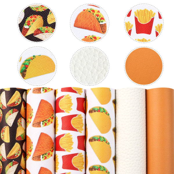 Food Faux Synthetic Leather Set 6piece/set 7.7*12.9inch Fabric Sheets For DIY Bows Leather Crafts Handmade Material