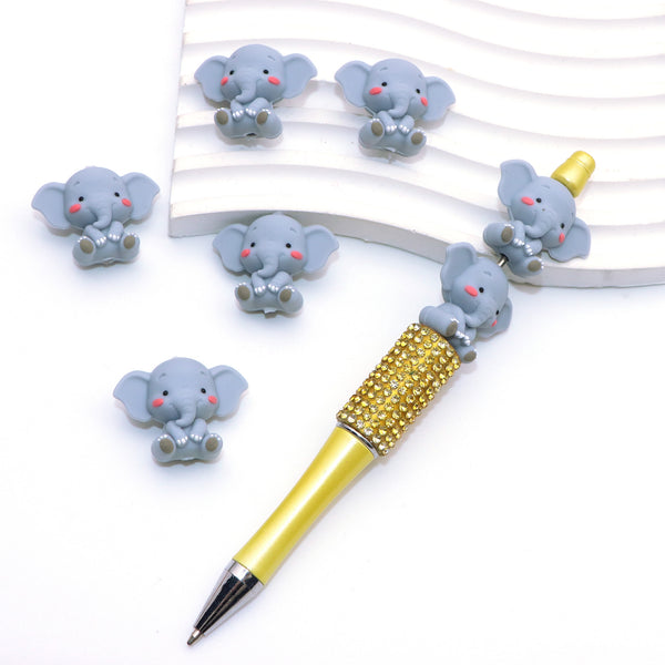 3D Elephant Silicone Bead for DIY Crafts,Jewelry Making Pen Charms DIY Bracelet Necklace,1 piece/pack