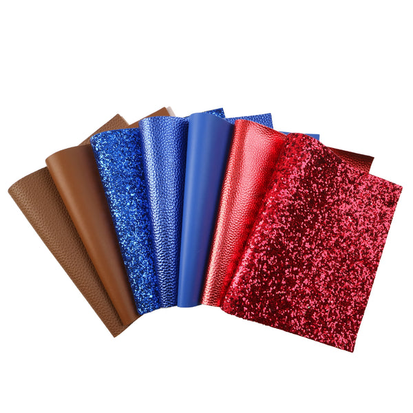 7pcs/set Faux Synthetic Leather Set 7.7*12.9inch Fabric Sheets For DIY Bows Artificial Leather Crafts Handmade Material