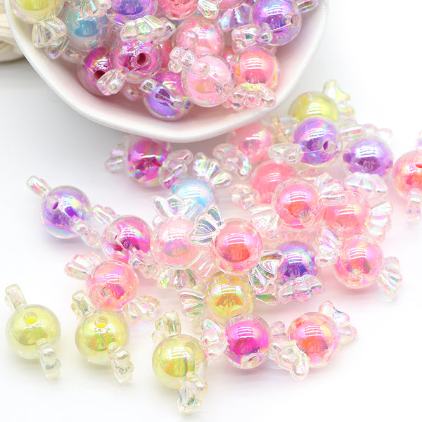 20g/pack about 16pcs translucent Colorful Candy Shape Acrylic Beads  with hole Random Color For DIY Bracelet Necklace Making