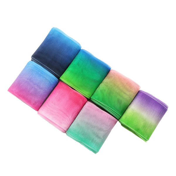 7 Rolls, 5 Yards/roll 25mm/38mm Rainbow Gradient Color Organza Ribbon Set For Gift Wrapping Ribbon Holiday DIY Craft Ribbons For Home Party Wedding Decor