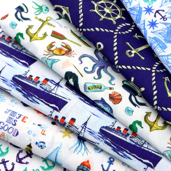 1pc 19.68x17.7inch Sailor Anchor ship Sailboat Summer Ocean Series Pattern Quilting Fabric Cotton Craft DIY Handmade Doll Clothes Fabric Precut For Patchwork DIY Handmade Craft