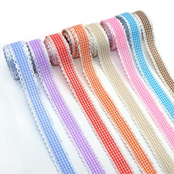 1pc,22mm/0.87inch 5yards Plaid Ribbon With Tooth Edge for Clothing Accessories Cake Gift Box Packaging Bouquet Hair Accessories Bow Handmade Diy Party Decor