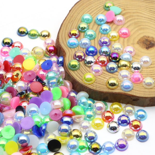 200pcs/set 8mm Semicircular beads Half Round Acrylic Beads Set - Perfect for Crafts, Necklaces, Bracelets, Jewelry Making, Wedding Dress Decorations, and Nail Art - High-Quality, Durable, and Versatile Beads for Creative Projects