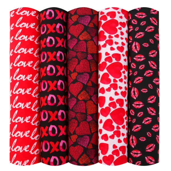 1pc 19.68x17.7inch xoxo Heart Love Lips Valentine's Day Series Quilting Fabric Cotton Craft DIY Handmade Doll Clothes Fabric Precut For Patchwork DIY Handmade Craft Sewing Supplies