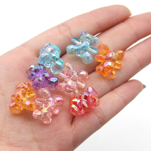 20g/pack about 16pieces, Makaron candy-color AB transparent Random Color bear shape beads with hole Acrylic Beads For DIY Bracelet Necklace Jewelry Making Material,For Jewelry Making Beads For Bracelets,Hair accessories jewelry accessories