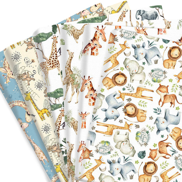 1pc 19.68x17.7inch Monkey Deer Elephant Tiger Animals Zoo Series Pattern Quilting Fabric Polyester Cotton Craft DIY Handmade Doll Clothes Fabric Precut For Patchwork DIY Handmade Craft