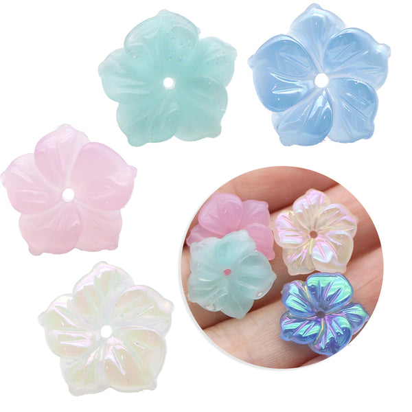 10Pc flower 3D Resin Cabochons - Flat Back Charms For Diy Scrapbooking, Jewelry Making & Craft Decorations