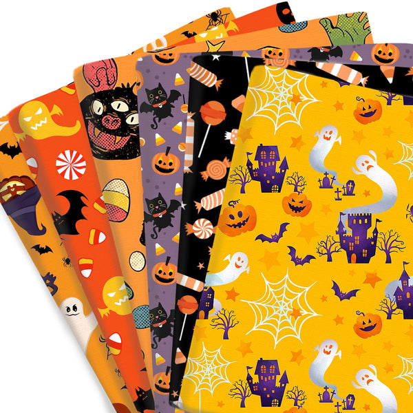 1pc Halloween Series Candy Cat Bat Donuts Pumpkin Pattern Quilting Fabric-17.7x19.68inch（45x50cm） Polyester Cotton Craft Fabrics DIY Handmade Projects Doll Clothes Fabric Precut For Patchwork Craft(108gsm)