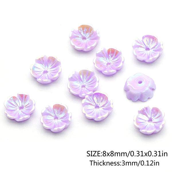 20Pcs iridescent flower mini 3d resin Transparent Nail Charms Acrylic Beads Cabochon For Crafts Flatback Skeleton Shape Stones for DIY Nail Decoration Colors and Designs