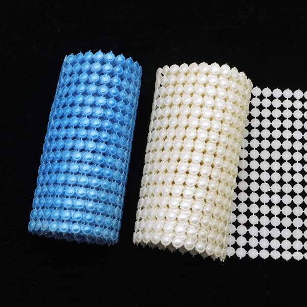 1 Yard/Roll Blue White Resin Rhinestone Ribbon 11cm/4.33inch Wide Hollow Round Mesh For Art Craft Handmade DIY Home Decors Jewelry Making Supplies