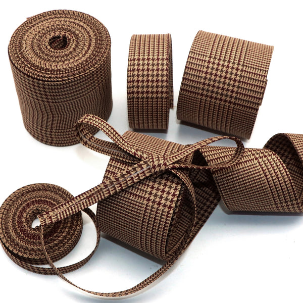 Double-sided Handmade Brown Plaid Ribbon Bow Hair Accessories Clothing Handbags Hat Accessories, Used For Christmas Decoration, Gift Packaging, DIY Jewelry Making