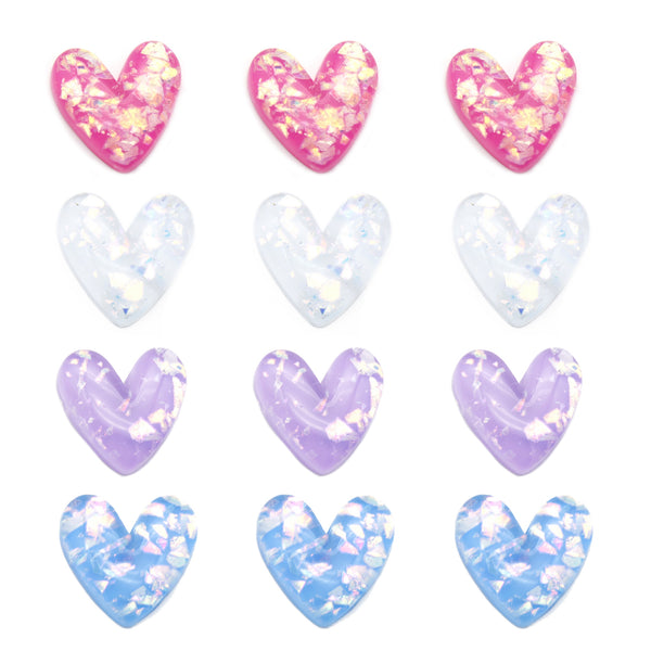 10pcs/pcak Gorgeous Transparent Colors 3D Heart Shape With Sequins Resin Charm For DIY Crafts, Hair Clips, Earrings, Phone Case Accessories, Cake Decorat For DIY Crafting Jewelry Accessory Making Supplies