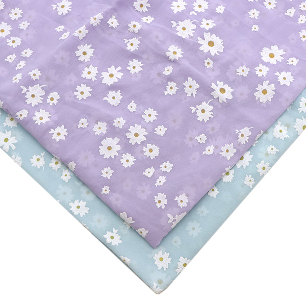 1Pc 39.37x59inch Daisy Chiffon Jacquard Fabric Mesh Fabric For Diy Fashion Dresses And Crafts, Clothes Skirt Scarf Chiffon Fabric Suitable