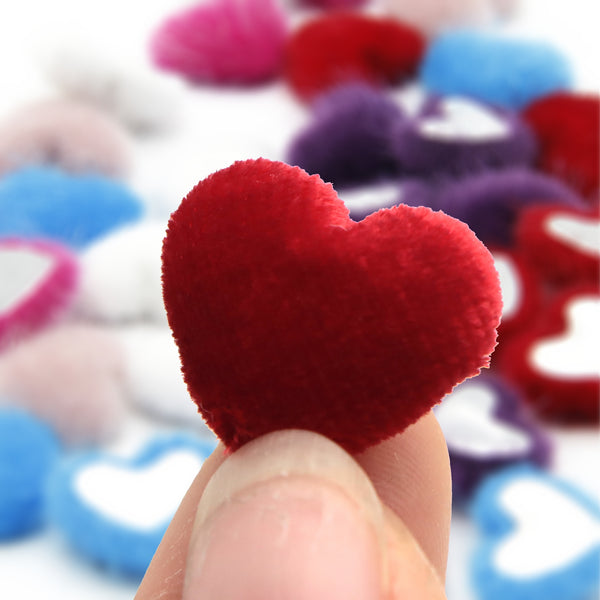 10pcs/pack Valentine's Day -Velvet Heart Buttons Available in multiple colors - DIY Craft Supplies for Earrings, Hair Clips, Phone Cases & Sewing Projects