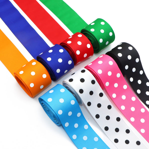 5Yards Polka Dot Print Ribbon, 1.5" Grosgrain Polka Dot Craft Ribbon, Gift Wrapping Ribbon Easter Gift Decoration Room Home Scene Decoration, Christmas Birthday Party Supplies