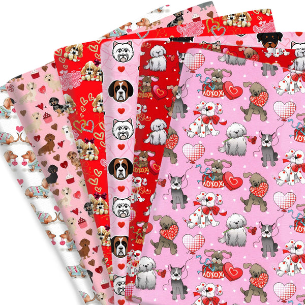 1pc Valentine's Day Series Heart Love XOXO Dog Puppy Pattern Quilting Fabric-57x19.68inch(145x50cm) Polyester Cotton Craft Fabrics DIY Handmade Projects Doll Clothes Fabric Precut For Patchwork Craft(108gsm)