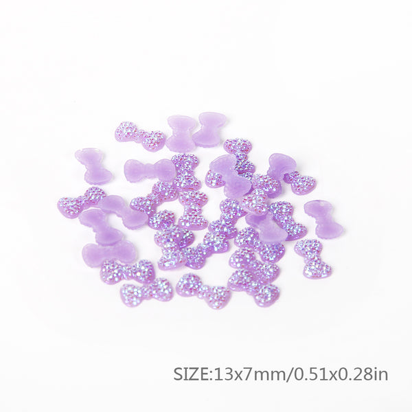 100 pieces/pack Colorful Bow Nail Accessories Mini Acrylic 3D Resin Accessories