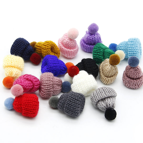 5Pcs Cute Mini Knitted Woolen Hats with Dual Pom Poms,Soft, Stretchy, and Adorable DIY Craft Supplies Christmas for Creative Accessories, Ornaments, and Bottle Decorations - Perfect for Arts and Crafts Projects，diy Accessories