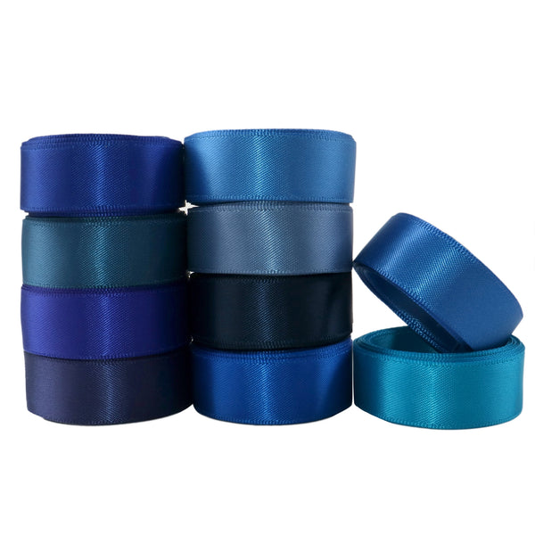 10 Rolls, 0.63Inch/16mm X 2 Yards/roll Blue Series Solid Color Satin Ribbon Set For Gift Wrapping Ribbon Holiday DIY Craft Ribbons For Home Party Decor