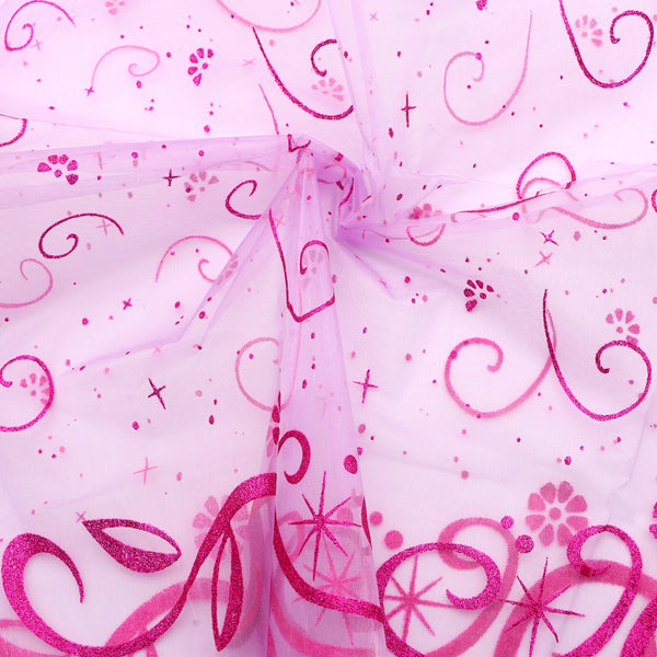 1pc Valentine's Day Series Glitter Flower Floral Pattern Quilting Fabric-57x19.68inch(145x50cm) Mesh Gauze Fabric Stage Performance Costume Dance Decor Handmade DIY Fabric