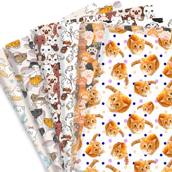 1pc Animals Series Cat & Paw Pattern Quilting Fabric-17.7x19.68inch(45x50cm) Polyester Cotton Craft Fabrics DIY Handmade Projects Doll Clothes Fabric Precut For Patchwork Craft(108gsm)