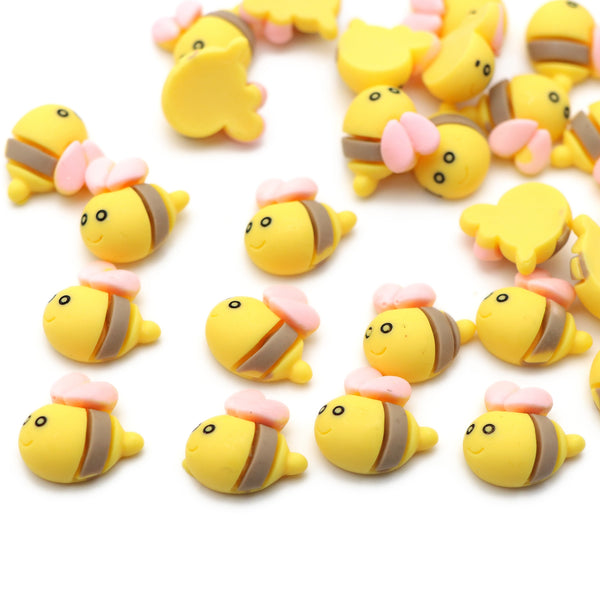 10Pcs/pack Mini Honeybee Shape Resin  without hole, Cartoon Shape Flat Bottom resin, DIY Accessories, Cute Animal Crafts Accessories For DIY Bracelet Necklace Jewelry Making Material