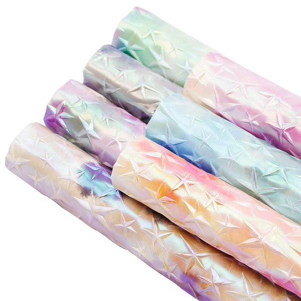 1pcs star Tie Dye Bump Texture Faux Synthetic Leather  7.7*12.9inch Fabric Sheets For DIY Bows, Waist Belt, Earrings, Handbag, Phone Case, Pencil Case ,Shoes Bags Artificial Leather Crafts Handmade Material