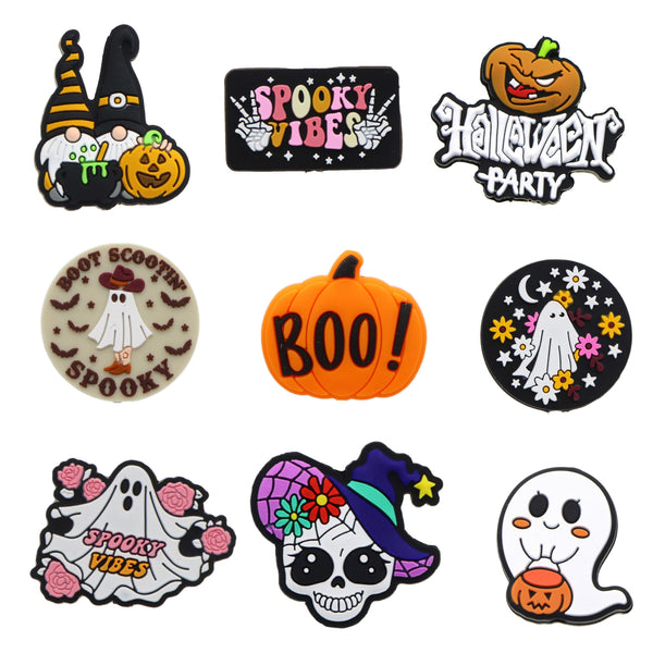 1pc/lot Halloween Ghost Skeleton Pumpkin Silicone Focus Beads, Various Shapes Loose Rubber Beads For Jewelry Making DIY Creative Pen Decors, Bracelets Earrings Necklaces Handmade Craft Supplies