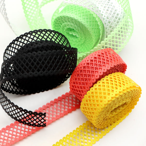 Premium Solid Color Lace Ribbon, 5 Yards x 0.87" Wide - Perfect for DIY Bows & Flower Gift Box Packaging, Available in Multiple Colors